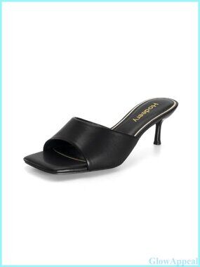 Kitten Heels for Women Faux Leather Slide Sandals Low Heel Dressy